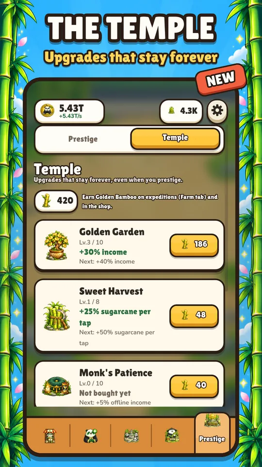 Upgrades in the Temple